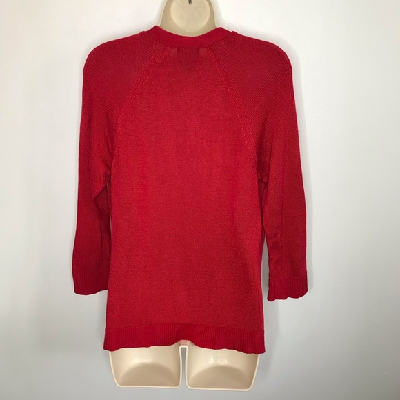 Chaps Ralph Lauren Large Red Cardigan Sweater - Picture 6 of 9